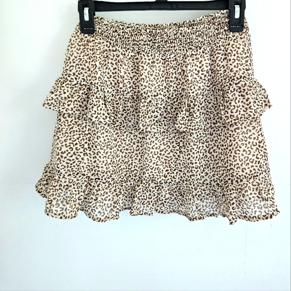 Altar'd State leopard ruffle skirt